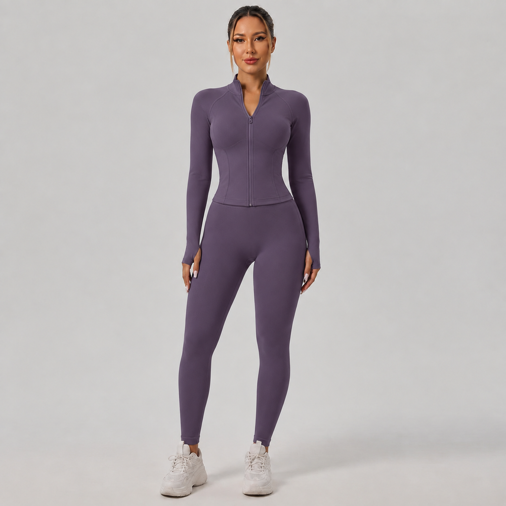 Sauce Eggplant Purple - Contour Seamless Activewear Set, front view